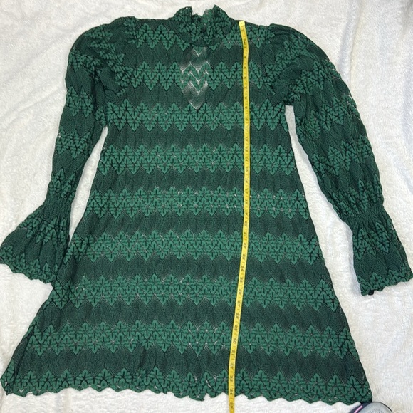 Free People Green Mock Neck Bishop Sleeve Dress - Picture 10 of 11